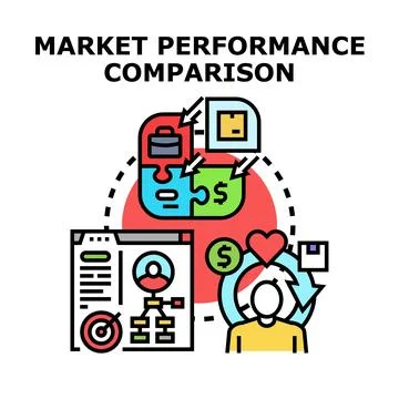 Market performance comparison analyzing business strategy and revenue Stock Illustration