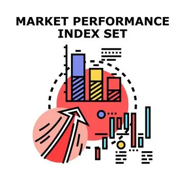 Market performance index set statistic concept Stock Illustration