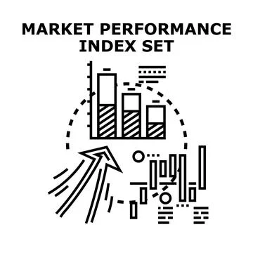 Market performance index set statistic concept Stock Illustration