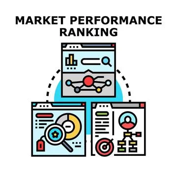 Market performance ranking analyzing business strategy data 库存插图