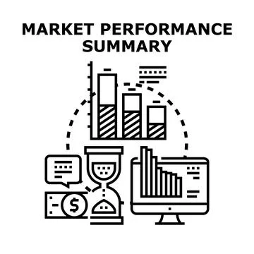 Market performance summary displaying financial data analysis Stock Illustration