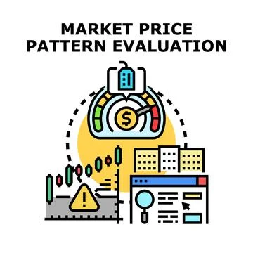Market price pattern evaluation analyzing financial investment risk 库存插图