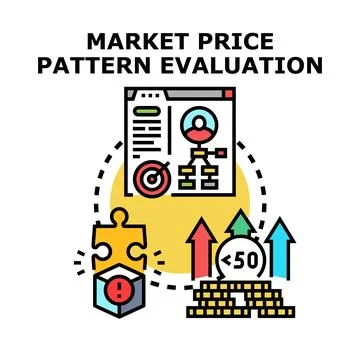 Market price pattern evaluation data analysis concept Stock Illustration