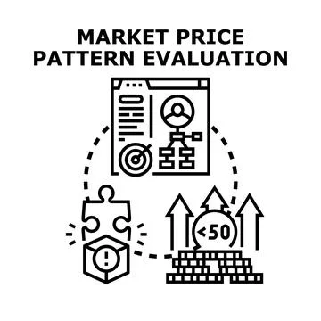 Market price pattern evaluation data analysis concept Stock Illustration