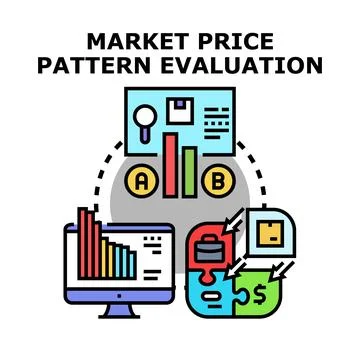 Market price pattern evaluation diagram Stock Illustration