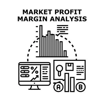 Market profit margin analysis data evaluation concept Illustrazione stock