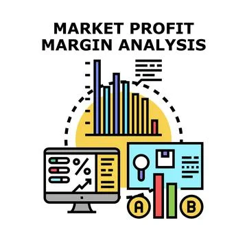 Market profit margin analysis data evaluation concept Stock Illustration