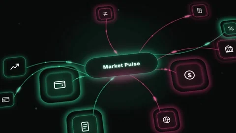 Market Pulse Neon Network Loop Data Visualization Financial Analytics Seamless Stock Footage 344104245