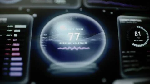 Market pulse sphere fluctuates between 77 and 76 Stock Footage 346600613