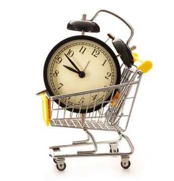 Market pushcart with clock Stock Photos