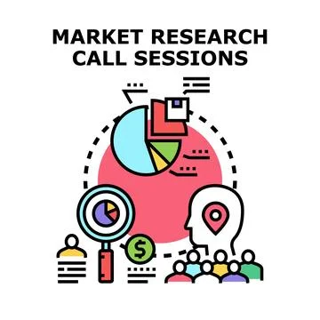 Market research call sessions analyzing customer data Stock Illustration