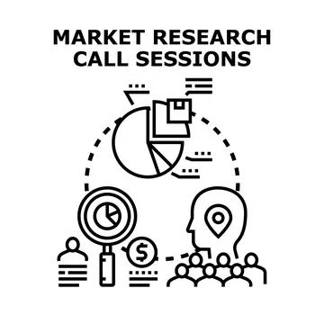 Market research call sessions analyzing customer data Stock Illustration