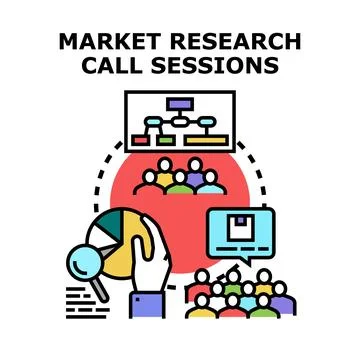 Market research call sessions data analysis Stock Illustration