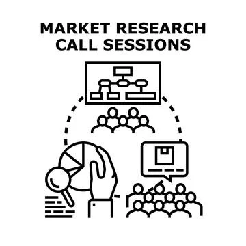 Market research call sessions data analysis Stock Illustration