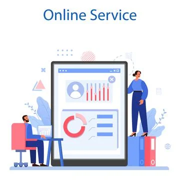 Market research online service or platform. Business research Stock Illustration