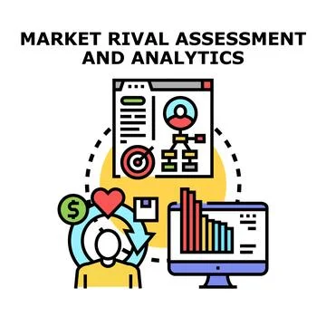 Market rival assessment and analytics illustration concept Illustrazione stock