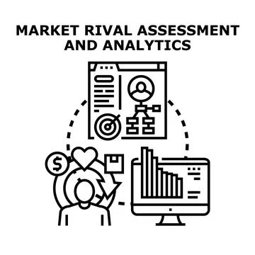 Market rival assessment and analytics illustration concept Stock Illustration
