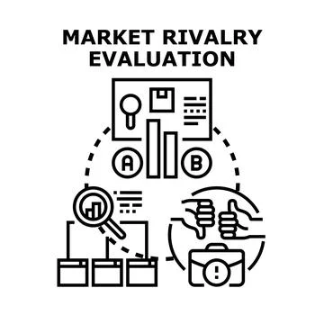 Market rivalry evaluation analyzing business competition strategy Stock Illustration