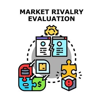 Market rivalry evaluation analyzing competition strategy Illustrazione stock