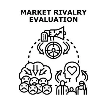 Market rivalry evaluation evaluating consumer perception icon Stock Illustration