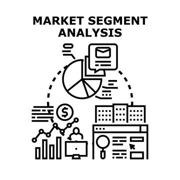 Market segment analysis for business strategy development 库存插图