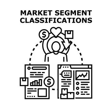 Market segment classifications analyzing customer behavior Stock Illustration