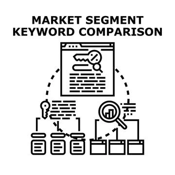 Market segment keyword comparison concept Stock Illustration