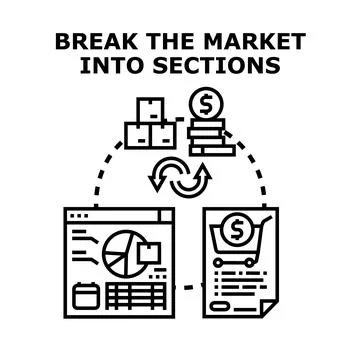 Market segmentation breaking business into target groups Stock Illustration