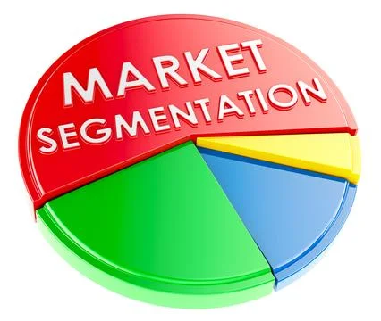 Market Segmentation concept with Pie Chart, 3D rendering Stock Illustration