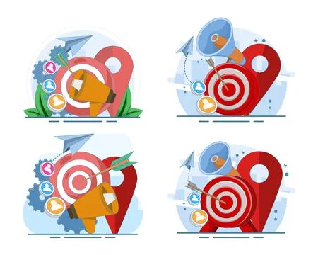 Market segmentation set with target customers, audience groups. Stock Illustration