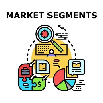 Market segments analyzing customer audience data Illustrazione stock