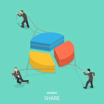 Market share flat isometric vector concept Stock Illustration