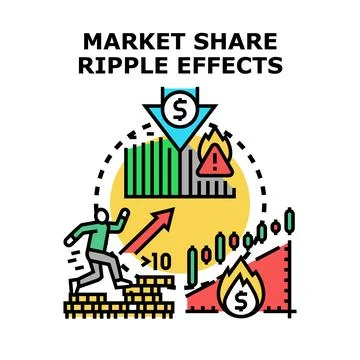 Market share ripple effects impacting financial business growth Stock Illustration