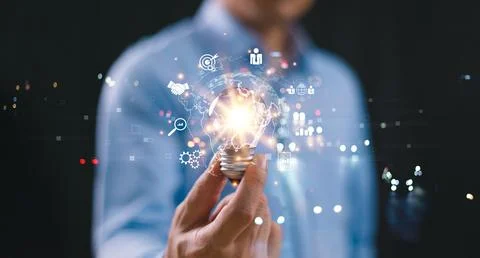 Market solution technology concept. Digital maketing idea, modern business co Stock Photos