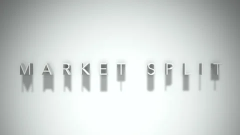 Market split 3D title animation white text on a white background Stock Footage 299823975
