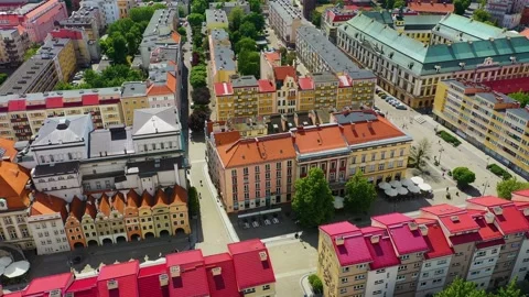 Market Square And Old Town Legnica Stare Miasto Aerial View Poland Vídeo Stock 233973379