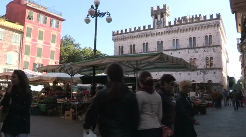 The market square in Chiavari Stock Footage 56835890