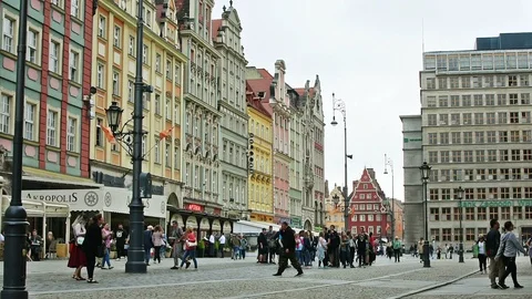 Market Square in Wroclaw Video stock 89860468