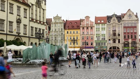 The Market Square in Wroclaw  스톡 동영상 90183380