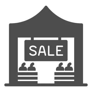 Market stall with sale text solid icon, Street food retail concept, kiosk with Stock Illustration