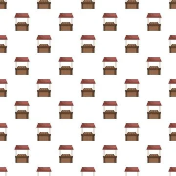 Market stall seamless pattern on white background Stock-Illustration