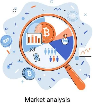 Market statistics data analysis marketing strategy development metaphor 库存插图