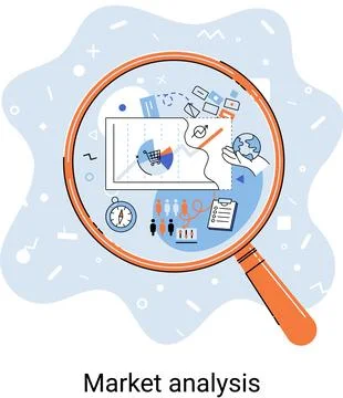 Market statistics data analysis marketing strategy development metaphor Stock Illustration