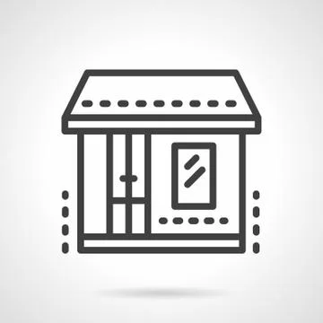 Market. Storefronts black line vector icon Stock Illustration