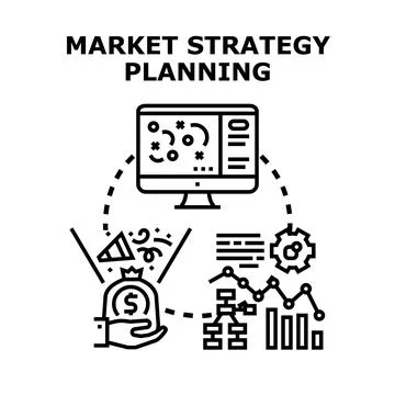 Market strategy planning process generating business growth and profit Stock Illustration