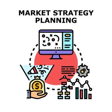 Market strategy planning process generating business growth and profit Stock Illustration