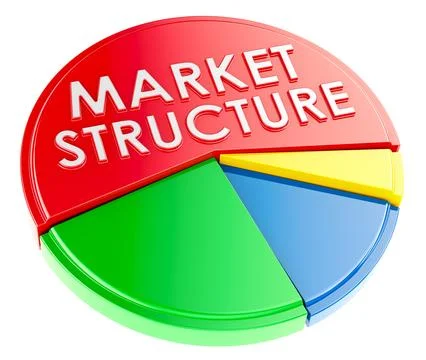 Market Structure concept with Pie Chart, 3D rendering Illustrazione stock