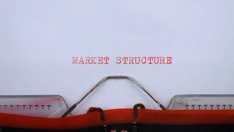 Market structure - phrase printed on an old typewriter in red letters, close up. Stock Footage 129535197