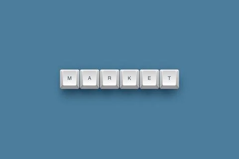 Market text on a 3d keyboard button with shadow concept series 스톡 일러스트