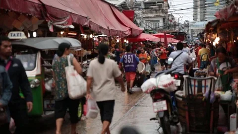 Market Thailand fresh food local outdoor Stock Footage
